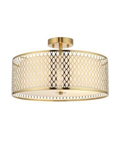 Endon Lighting - Cordero - 101568 - Gold Frosted Glass White 3 Light Flush Ceiling Light