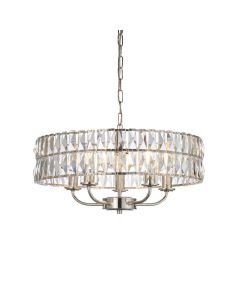 Endon Lighting - Clifton - 104467 - Nickel Clear Crystal Glass 5 Light Ceiling Pendant Light