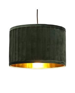 Sundance - Dark Green Velvet Pleated 30cm Lamp Shade with Gold Inner