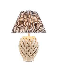 Endon Lighting - Layered Leaf & Ripple 30cm - 116414 - Cream Crackle Aged Brass Grey Ceramic Table Lamp With Shade