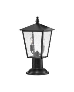 Hinkley Lighting - Huntersfield - HK-HUNTERSFIELD3-M-BK - Black Clear Seeded Glass 2 Light IP44 Outdoor Post Light