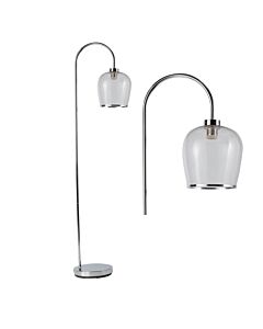 Francine - Chrome Arched Floor Lamp with Bubble Glass Shade