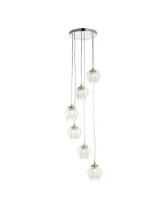 Endon Lighting - Mesmer - 99607 - Chrome Clear Beaded Glass 6 Light Ceiling Pendant Light