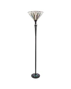 Interiors 1900 - Astoria - 63933 - Black With Glass Inserts Tiffany Uplighter Floor Lamp