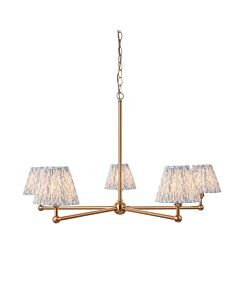 Endon Lighting - Santiago - 115011 - Aged Brass Blue 5 Light Ceiling Pendant Light