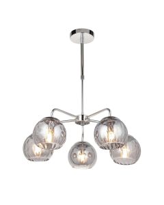 Endon Lighting - Dimple - 97972 - Chrome Smoked Glass 5 Light Ceiling Pendant Light