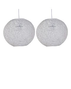 Set of 2 Abaca - White 10 inch Globe Ceiling Light Shades