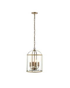 Endon Lighting - Lambeth - 69455 - Antique Brass Clear Glass 4 Light Ceiling Pendant Light