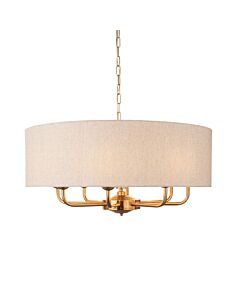 Endon Lighting - Highclere - 110727 - Vintage Brass Natural 8 Light Ceiling Pendant Light