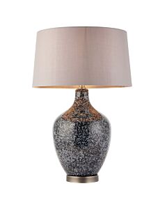 Endon Lighting - Ilsa - 79842 - Nickel Grey Glass Mink Table Lamp With Shade