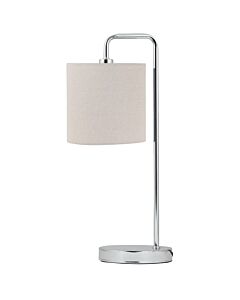 Chrome Arched Table Lamp with Natural Linen Shade