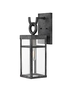 Quintiesse - Porter - QN-PORTER-M-DZ - Aged Zinc Clear Glass IP44 Outdoor Wall Light