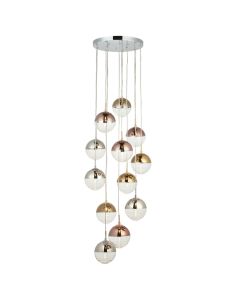 Endon Lighting - Paloma - 98115 - Chrome Multi Coloured Glass 12 Light Ceiling Pendant Light