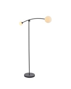 Isleworth - Matt Black and Opal Glass Floor Lamp