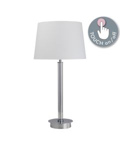 Chrome Column Touch Lamp with White Shade