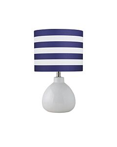 Tuscan - White Ceramic Lamp with White & Blue Striped Shade