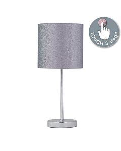 Chrome Touch Operated Table Lamp with Silver Glitter Shade