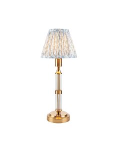 Endon Lighting - Morton Rechargeable & Leaf 16cm - 114839 - LED Aged Brass Blue Touch Table Lamp With Shade