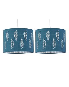 Set of 2 Fern - Teal Cut Out 25cm Pendant Lightshades