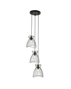 Diablo - Black Cage Design 3 Light Ceiling Pendant Light