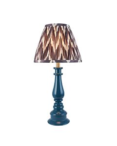 Endon Lighting - Myrtle & Zigzag 25cm - 116345 - Blue Warm Brass Grey Table Lamp With Shade