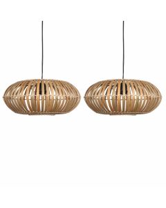 Set of 2 Loren - Bamboo Natural Pendant Lightshades