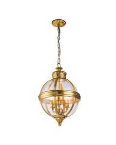 Feiss Lighting - Adams - FE-ADAMS-3P-BB - Brass Clear Glass 3 Light Ceiling Pendant Light