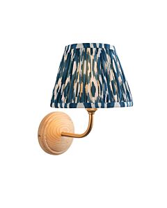 Endon Lighting - Wood Arc & Ikat 20cm - 116098 - Ash Wood Blue Wall Light