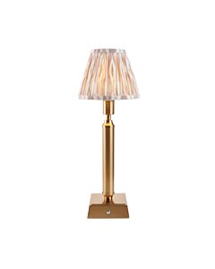 Endon Lighting - Trobridge Rechargeable & Ikat 16cm - 114871 - LED Aged Brass Neutral Touch Table Lamp With Shade