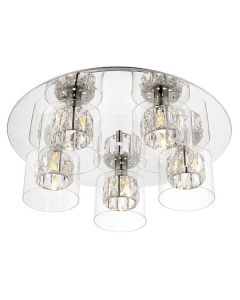 Endon Lighting - Verina - 76517 - Chrome Clear Crystal Glass 5 Light Flush Ceiling Light