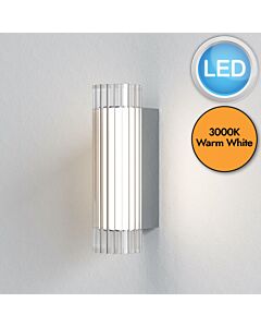 Astro Lighting - io - 1409003 - LED Chrome Clear Ribbed Glass IP44 Bathroom Strip Wall Light