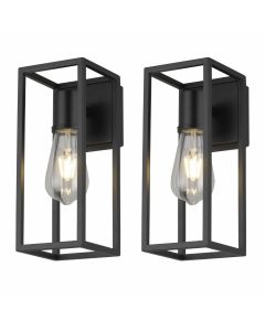 Set of 2 Hale - Black IP44 Outdoor Wall Lights