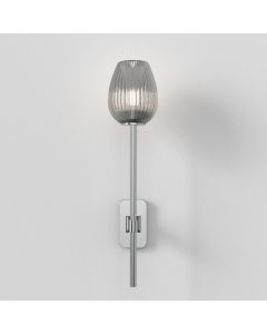 Astro Lighting - Tacoma Single Grande 1429003 & 5036008 - IP44 Polished Chrome Wall Light with Smoked Ribbed Tulip Glass Shade