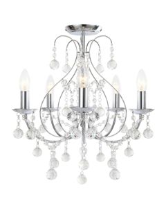 Chrome 5 Light Crystal Chandelier