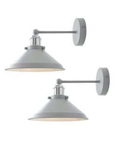 Set of 2 Maxwell - Flint Grey Chrome Wall Lights