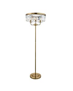 Chichester - Antique Brass Clear Cut Glass 3 Light Floor Lamp