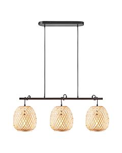 Nordlux - Hisoka - 2212413060 - Black Natural Bamboo Bar Ceiling Pendant Light