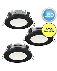 Nordlux - Set of 3 Leonis - 49200103 - LED Black IP65 Bathroom Recessed Ceiling Downlights