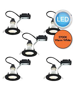 Nordlux - Set of 5 Canis - 49750103 - LED Black Recessed Ceiling Downlights