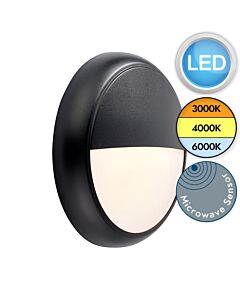 Saxby Lighting - Hero - 95549 & 95543 - LED Black Opal IP65 Dimmable Microwave Eyelid Bezel Outdoor Sensor Bulkhead Light