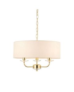 Endon Lighting - Nixon - 70560 - Brass Vintage White 3 Light Ceiling Pendant Light