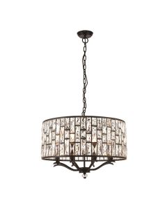 Endon Lighting - Belle - 69391 - Dark Bronze Clear Crystal Glass 8 Light Ceiling Pendant Light