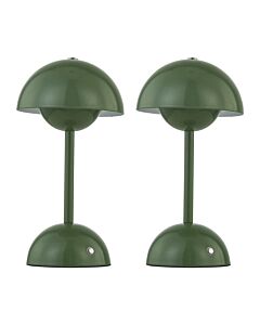 Eleanor - Sage Green LED Rechargeable Touch Table Lamps Twin Pack