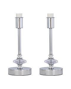 Set of 2 Chrome Jewelled Stick Table Lamp Bases Only