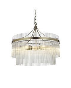 Endon Lighting - Marietta - 99166 - Antique Brass Clear Glass 5 Light Ceiling Pendant Light