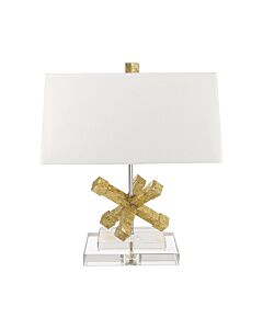 Gilded Nola Lighting - Jackson Square - GN-JACKSON-SQUARE-TL - Clear Crystal Glass Distressed Gold Cream Table Lamp With Shade