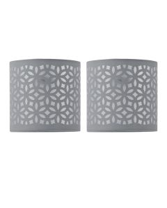 Set of 2 Grey Laser Cut 15.5cm Table Lamp Shades