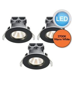 Nordlux - Set of 3 Fremont 3-Kit IP65 2700K - 2310036003 - LED Black IP65 Bathroom Recessed Ceiling Downlights