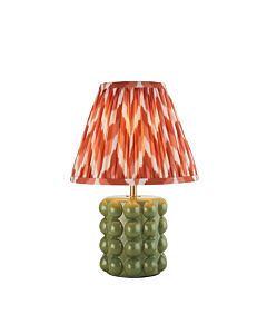 Endon Lighting - Bobble & Zigzag 25cm - 116298 - Olive Green Aged Brass Orange Ceramic Table Lamp With Shade