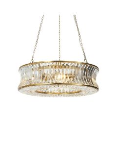 Hodge - Warm Brass Clear Crystal Glass 6 Light Ceiling Pendant Light